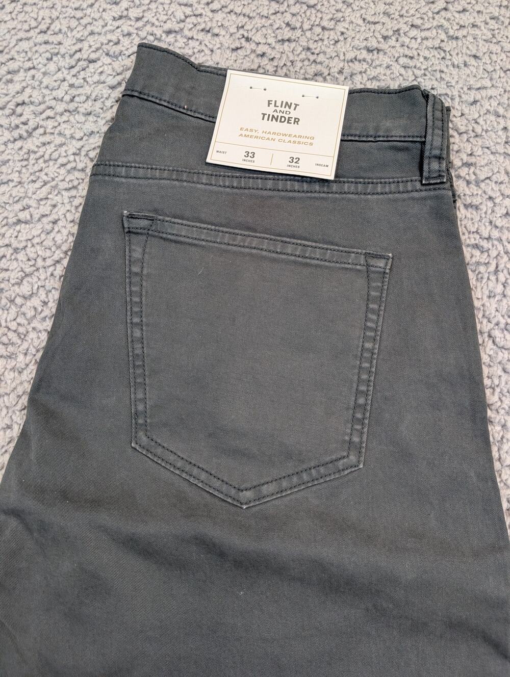 NWT Flint and Tinder Chinos Men's Size 33x32 Dark Gray Slim Fit (1341)
